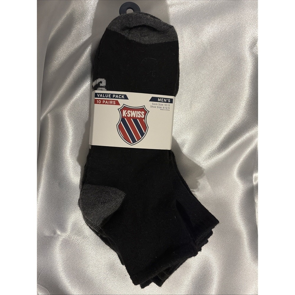 K-Swiss Value Pack 10 Pairs Mens Ankle Socks - Black